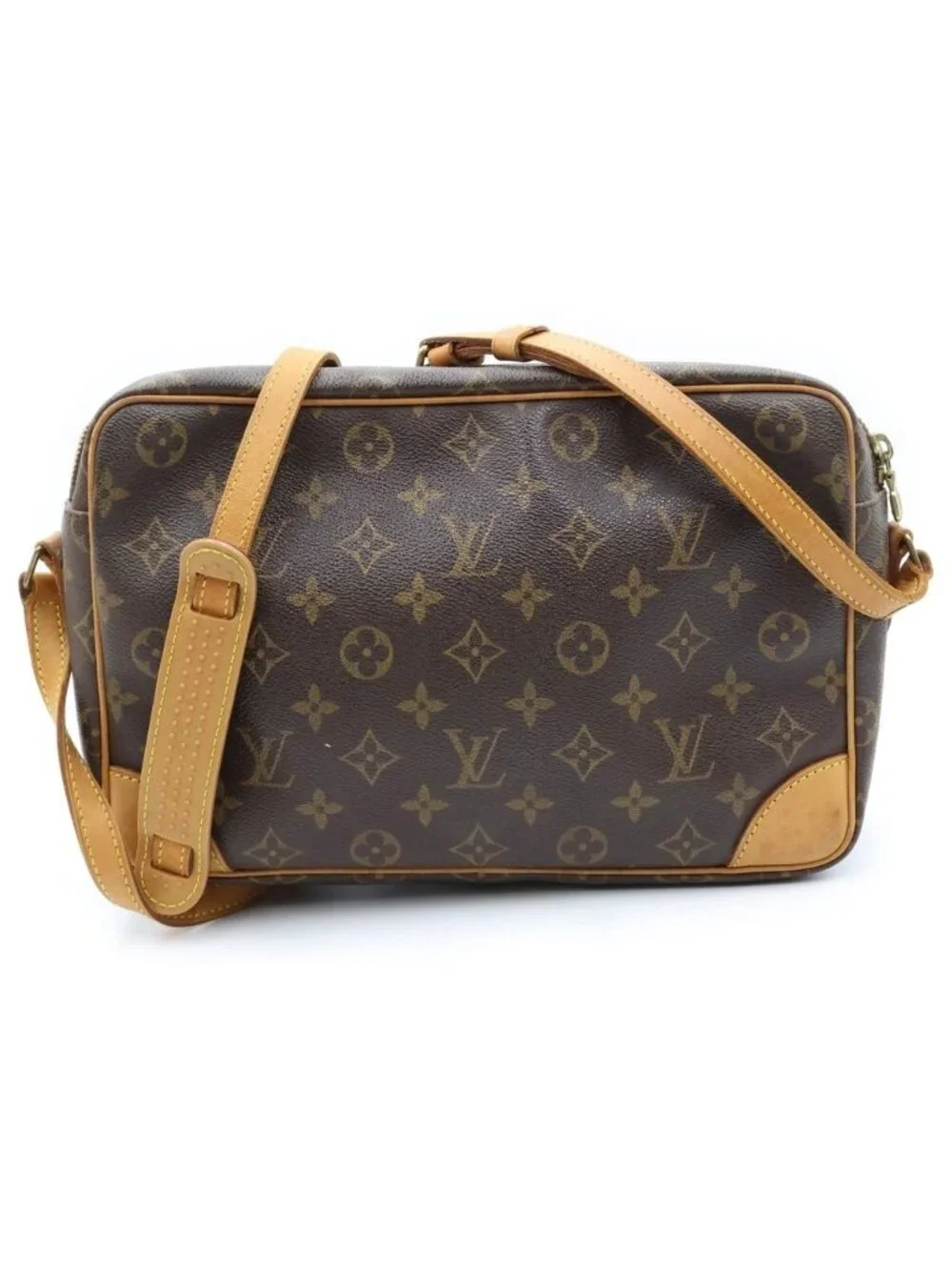 Louis Vuitton Monogram Shoulder Bag Brown Leather Gold